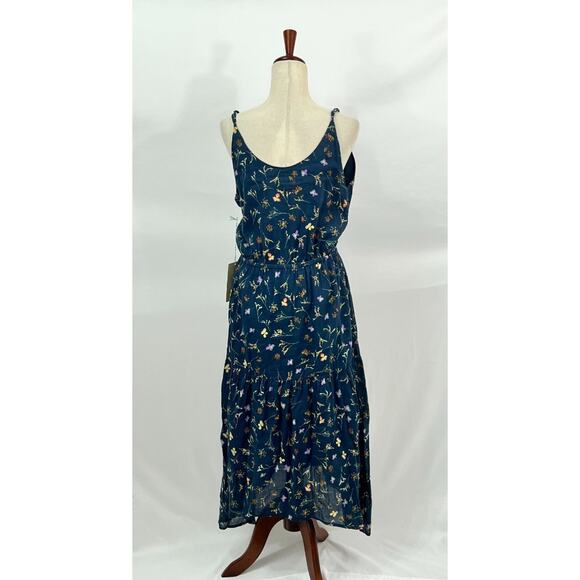 TROVATA Birds of Paradis Sz L Large Lucia Navy Floral Strappy Dress Sundress NWT - Picture 6 of 11